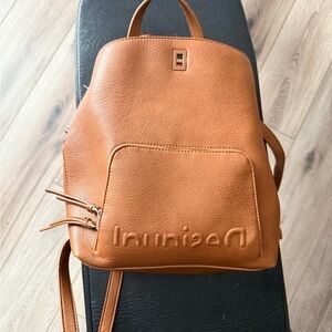 Desigual Tan Leatherette Backpack
